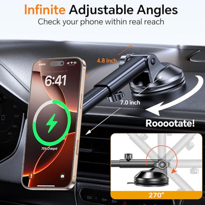 for MagSafe Car Mount Charger【Ultra Magnet】Magnetic Phone Holders for Your Car Charger Magnetic Wireless Car Phone Holder Charger Car Accessories for Women Cell Phone Mount for iPhone 17 16 15
