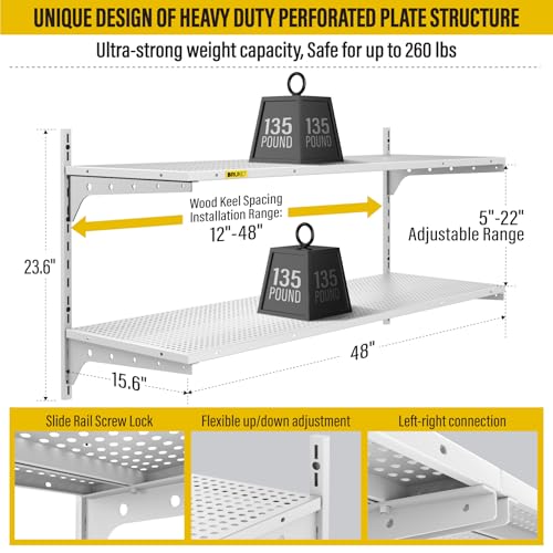 2 Tier 1.3x4ft Garage Shelving Wall Mounted