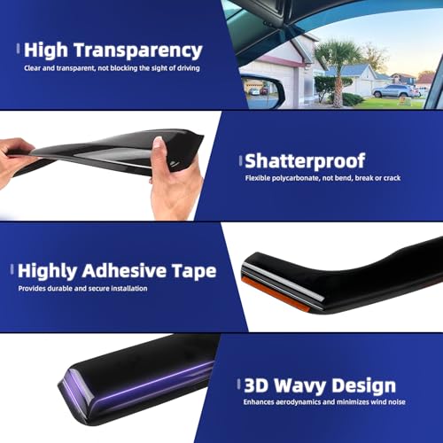 in Channel Rain Guards Fit for Honda Accord 2018 2019 2020 2021 2022 2023 (4 Count)