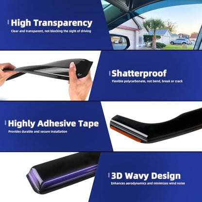 in Channel Rain Guards Fit for Honda Accord 2018 2019 2020 2021 2022 2023 (4 Count)