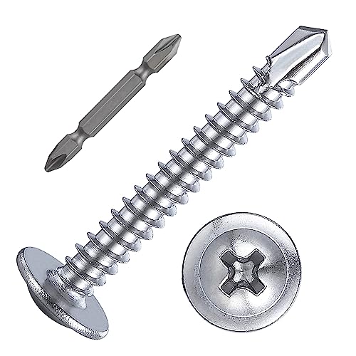 200 pcs) Wensilon #10×1-1/4”for Sheet Metal Self-Tapping Screws 410 Stainless Steel Truss Head High-Strength Quick Tapping Screws