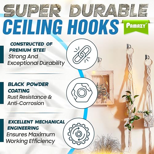 4Pcs 200LB Rotatable Ceiling Hook Wall Mount Metal Hanger for Hanging Plant (4 Count)