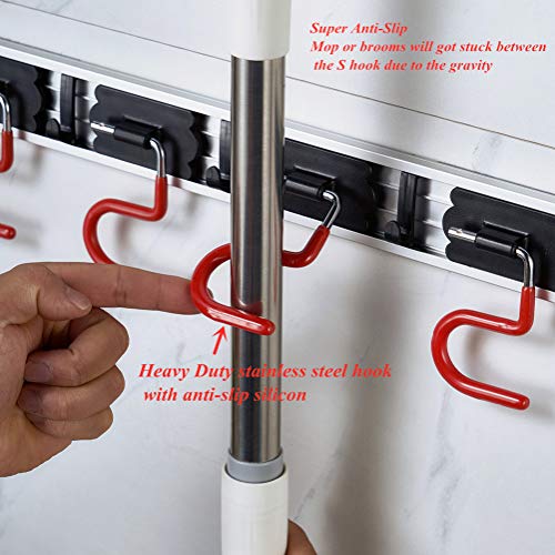 Wall Mounted Mop and Broom Holder Stainless Steel S Type Broom Rack Anti