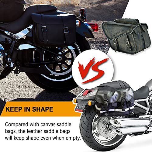 Naked Cowhide Leather Motorcycle Saddle Bags Throw Over Saddlebags (2 Count (13L each))
