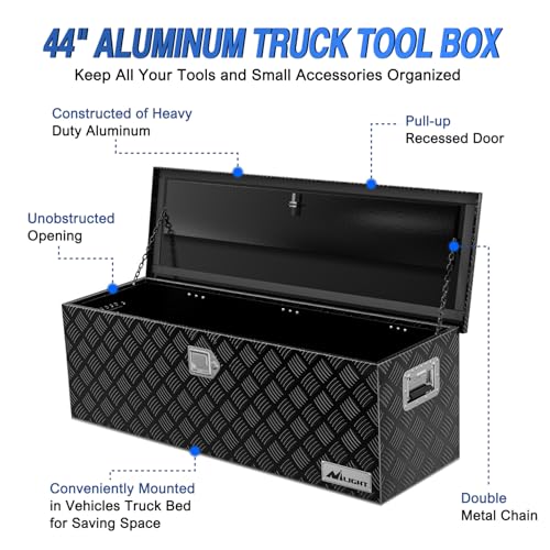 44 Inch Truck Tool Box Heavy Duty Aluminum Stripes Plated