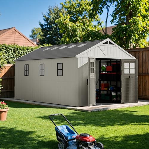 10x16 FT Resin Outdoor Storage Shed with Floor