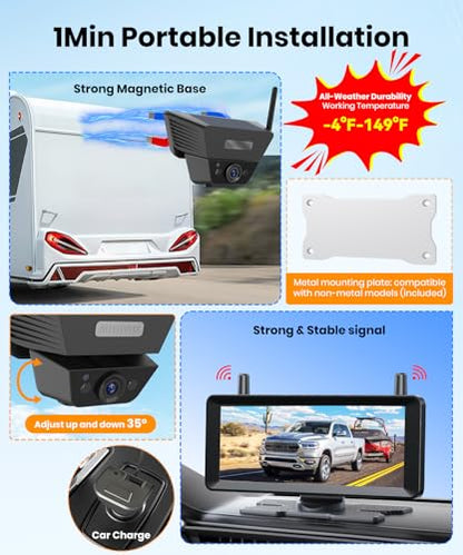 2 Solar Backup Camera Wireless for RVs (2 Count)
