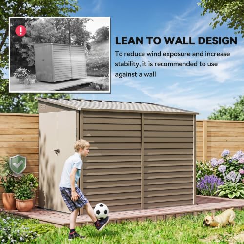 4.6' x 9' Steel Outdoor Storage Shed Waterproof Lean