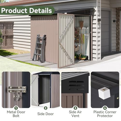 4x6 FT Lean to Shed Outdoor Storage Shed