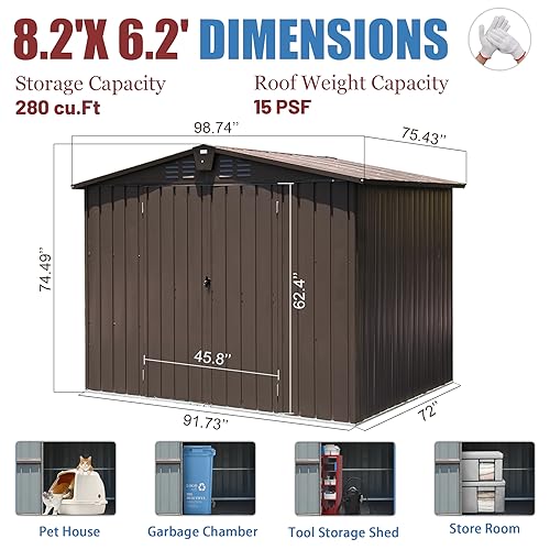 Domi Outdoor Storage Shed 8.2' x 6.2'