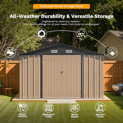10 x 12 FT Metal Storage Shed for Outdoor with Floor Frame