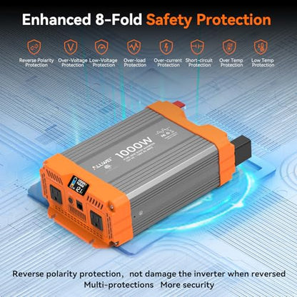1000W Pure Sine Wave Power Inverter 12V DC to 120V AC
