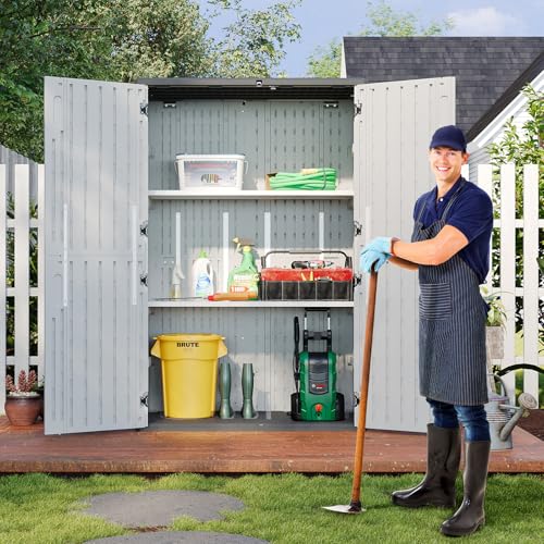 64 Cu.Ft Resin Outdoor Storage Shed with 2 Shelves & Floor