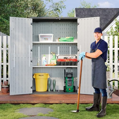 64 Cu.Ft Resin Outdoor Storage Shed with 2 Shelves & Floor