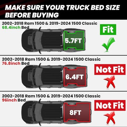 5.7FT Truck Bed Mat for RAM 1500 2009