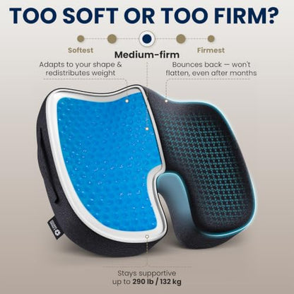Seat Cushion Memory Foam & Cooling Gel