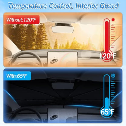 Windshield Sun Shade Umbrella for Tesla Model Y 2020 2021 2022 2023 2024 (5 Count)