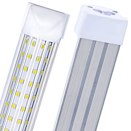 6-Pack) 8ft LED Shop Light Fixture, 144W 18500LM 6000K, Cold White, U Shape, Clear Cover, Hight Output, Linkable Shop Lights, T8 LED Tube Lights, 8 LED shop lights for garage 8 foot with plug