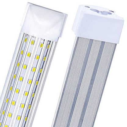 6-Pack) 8ft LED Shop Light Fixture, 144W 18500LM 6000K, Cold White, U Shape, Clear Cover, Hight Output, Linkable Shop Lights, T8 LED Tube Lights, 8 LED shop lights for garage 8 foot with plug