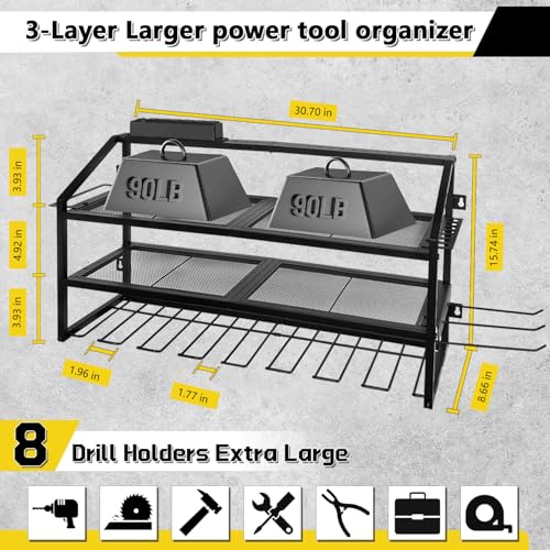 Power Tool Organizer Wall Mount with Charging Station