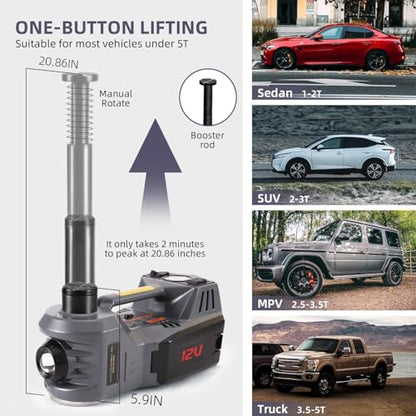 Portable Electric Car Jack 5 Ton 12V Hydraulic Car Jack Set