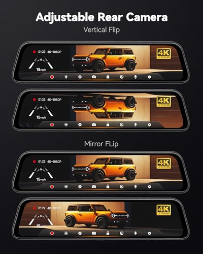 G840S 12" 4K Mirror Dash Cam Backup Camera with 32GB Card and GPS