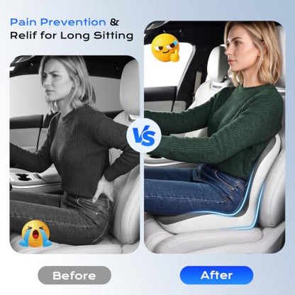 Car Seat Cushion and Lumbar Support Pillow One Piece