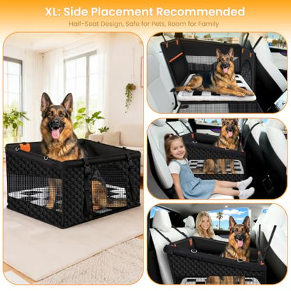 XL Checkered Large Dog Car Seat Cover with Dog Bed Mat for Back Seat Half