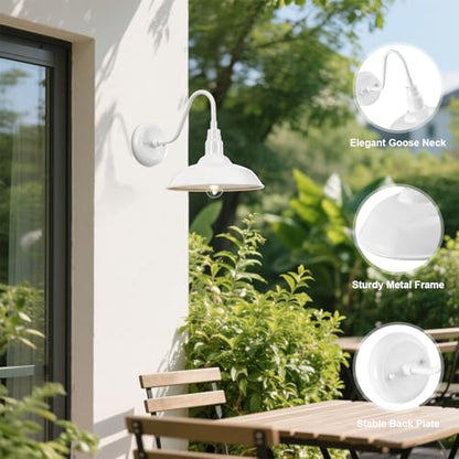 10 Inch Dome Outdoor Gooseneck Barn Light Fixture White Exterior Barn Wall Lantern