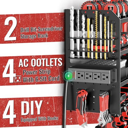 Large Power Tool Organizer Wall Mount with Charging Station