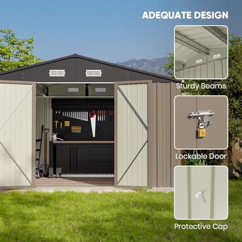 10x8 FT Outdoor Storage Shed with Floor Frame