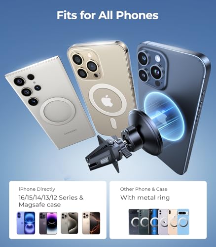 for MagSafe Car Mount [Upgraded Strongest Magnet Power] Magnetic Phone Holder for Car Vent 360 Adjustable Magnetic Car Phone Holder Mount for iPhone 16 Pro Max 15 14 13 12 Plus Mini