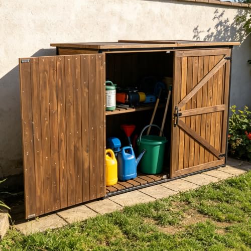 Outdoor Storage Shed 4.2x2.2FT with Metal Frame & Fir Wood