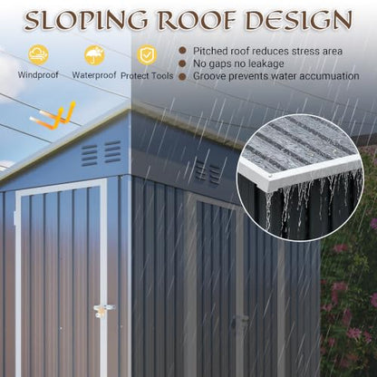 4x8 FT Outdoor Storage Shed with Floor Frame