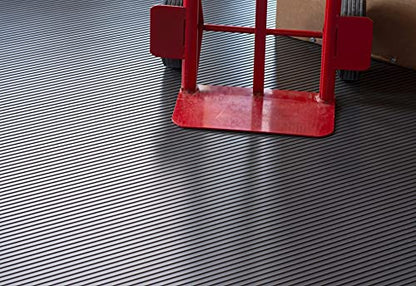 Garage Flooring 5' x 10' Slate Grey Ribbed Channel Vinyl Protector Mat