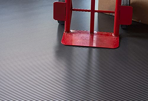 Garage Flooring 8'6" x 22' Slate Grey Ribbed Channel Vinyl Protector Mat