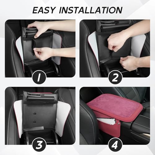 Car Leather Center Console Cover with 2 Storage Bags