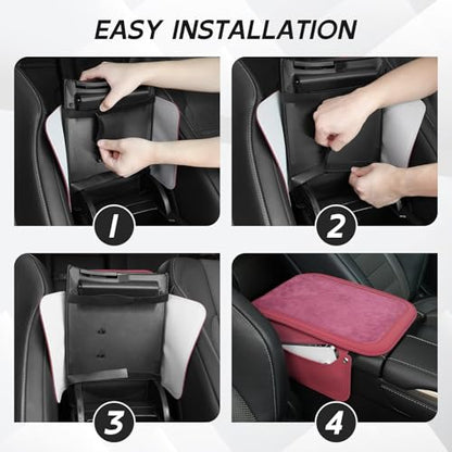 Car Leather Center Console Cover with 2 Storage Bags