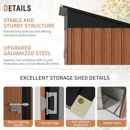5x3 Ft Outdoor Storage Shed with Floor