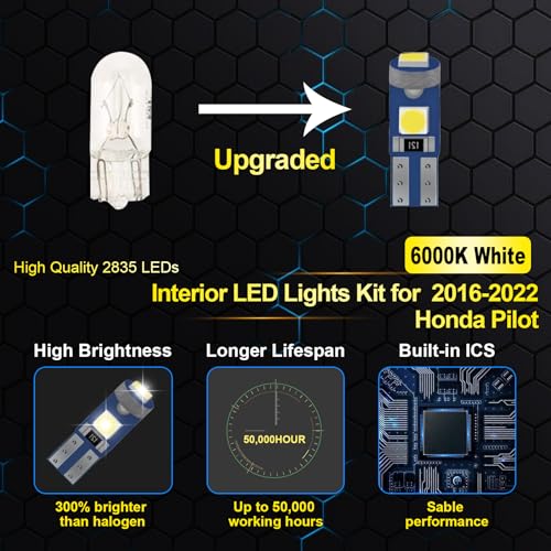 LED Interior Car Lights for Honda (15 Count)