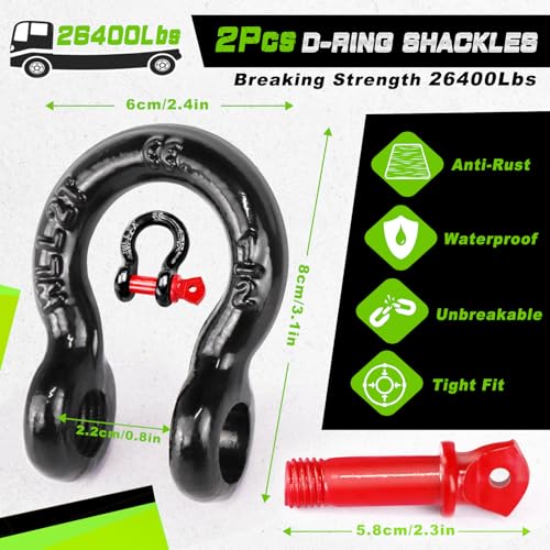 Tow Strap Heavy Duty with Hooks (2 Count)