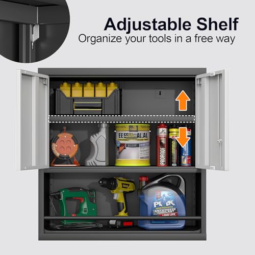 31" H Metal Garage Storage Cabinets with Doors and Shelves