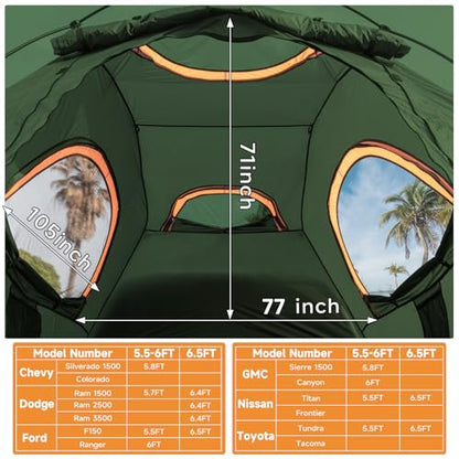 Truck Bed Tent Fits 6.5ft Truck Bed