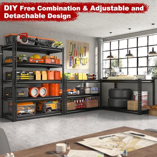 72.1" H Garage Shelving 2000LBS Storage Shelves Heavy Duty Metal Shelving 5 Tier Garage Storage Shelves for Commercial Warehouse Pantry Kitchen 72.1" H x 40.1" W x 18.1" D (5 Count)