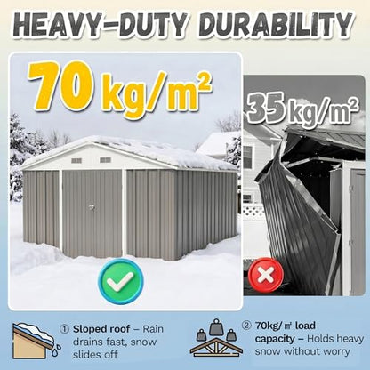 10x10 FT Outdoor Storage Shed with Floor Frame
