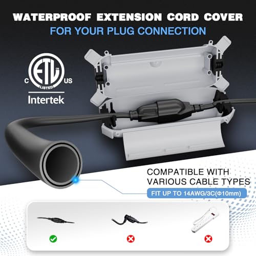 3 Pack] Flemoon Outdoor Extension Cord Safety Cover with Waterproof Seal
