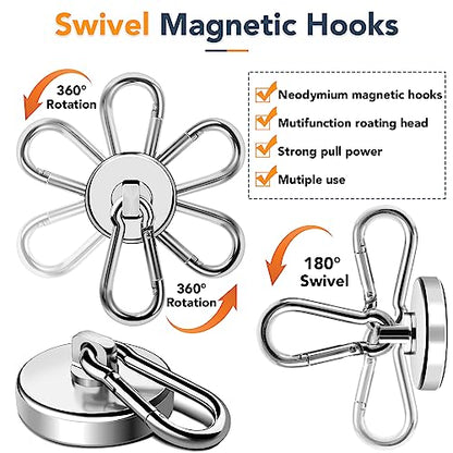 150LB Magnetic Hooks Neodymium Magnets Heavy Duty with Swivel