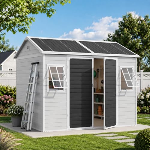 8x6 FT Resin Storage Shed with Floor Windows and Vents