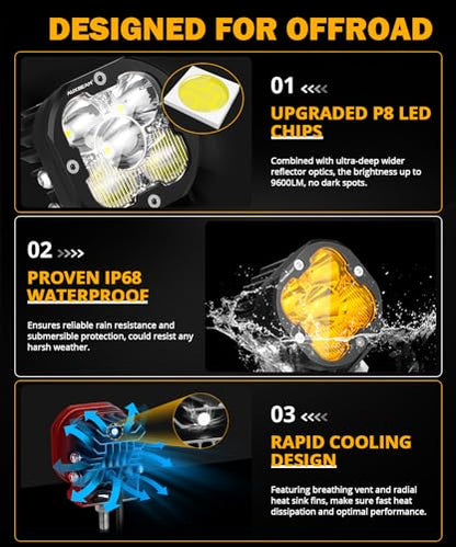 XP Ultra Series 3 Inch LED Light Pods Cube Off (2 Count)