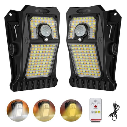 118Leds Solar Lights Outdoor Clip Motion Sensor Lights Security Light 3 Modes (2 Count)